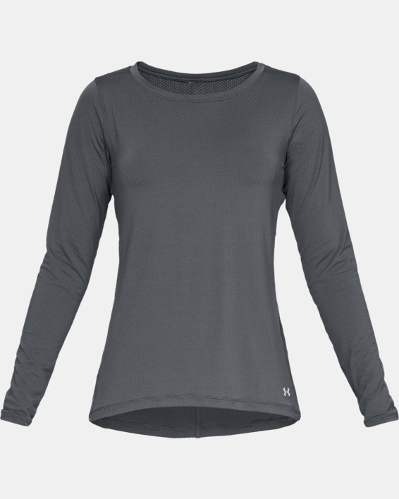 Women's HeatGear® Armour Long Sleeve in Gray image number 4